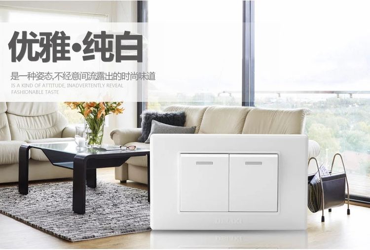 德力西118型CD608雅白色二开单控开关 二开单联 双开单联 双开单控墙壁开关