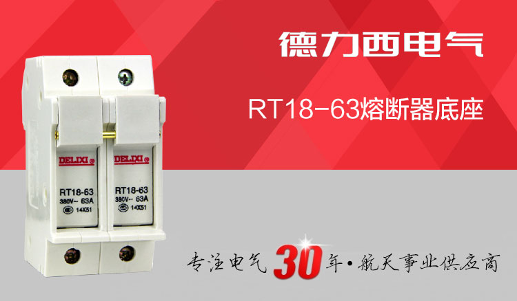 德力西熔断器 RT18-2P/63A圆帽筒形熔断器 正品德力西熔断器 高品质阻燃材质 防止爆燃(对应正泰RT28熔断器)