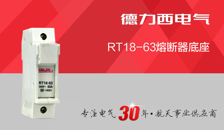 德力西熔断器 RT18-1P/63A圆帽筒形熔断器 正品德力西熔断器 高品质阻燃材质 防止爆燃(对应正泰RT28熔断器)