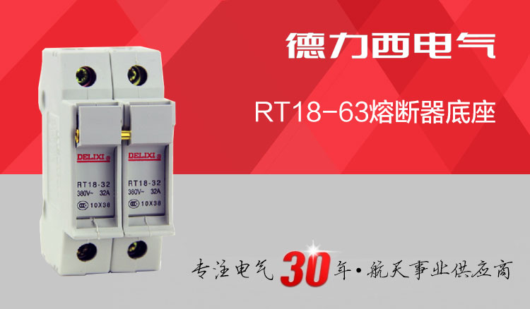 德力西熔断器 RT18-2P/32A圆帽筒形熔断器 正品德力西熔断器 高品质阻燃材质 防止爆燃(对应正泰RT28熔断器)