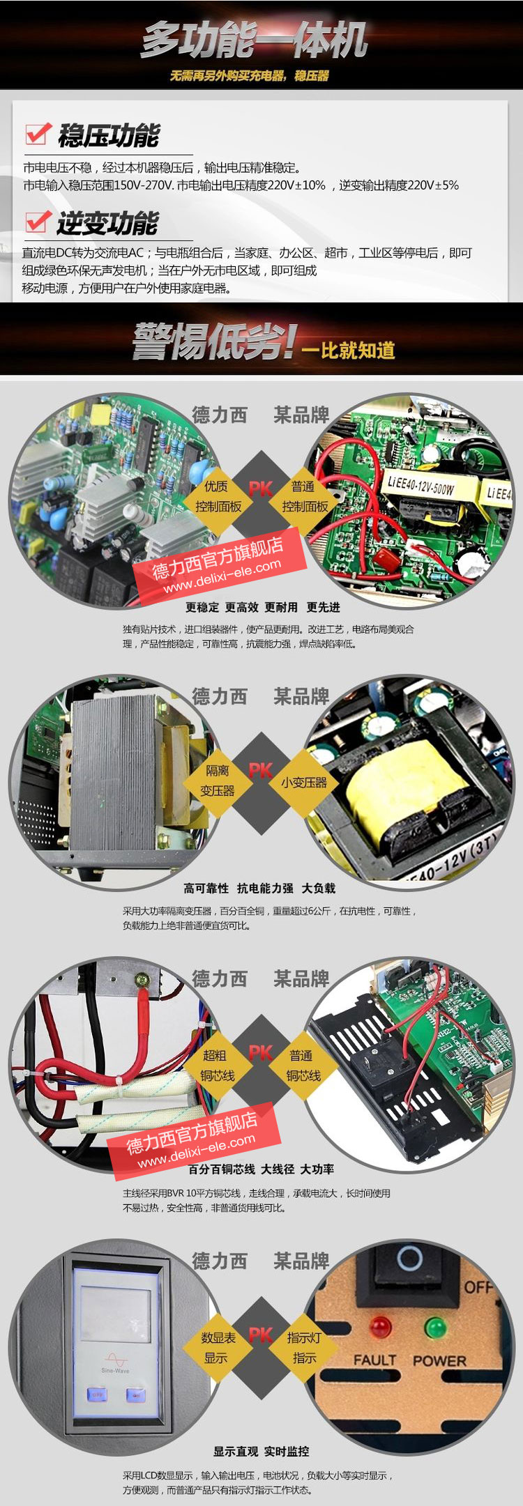 德力西逆变器 工频逆变器 家用车用大功率逆变器 NB逆变器12V/24V/48V变220V逆变器 订单产品