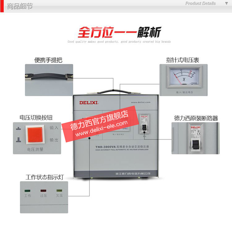 德力西高精度家用单相纯铜芯稳压器TND-5KVA专注电气30年 面板说明书