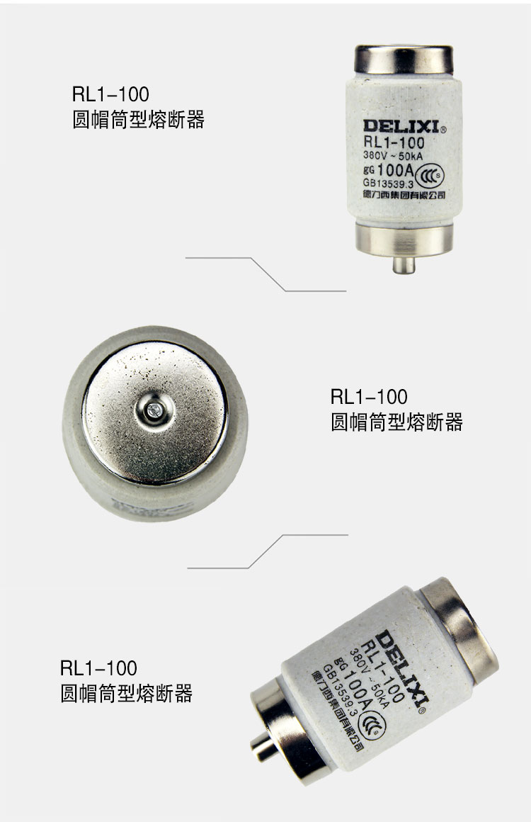 德力西螺旋熔断器保险芯 RL1-100A 德力西螺旋式熔芯 陶瓷芯子