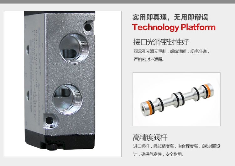 德力西4V210-08二位五通电磁阀接口处光滑密封性好 阀蕊孔光滑无毛刺